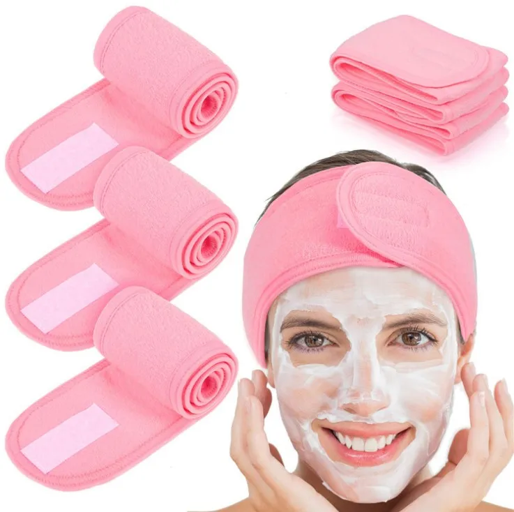 

Eco Friendly Elastic Terry Cloth Stretch Towel Washable Facial Makeup Organic Cotton Spa Headbands For Women, Customized color