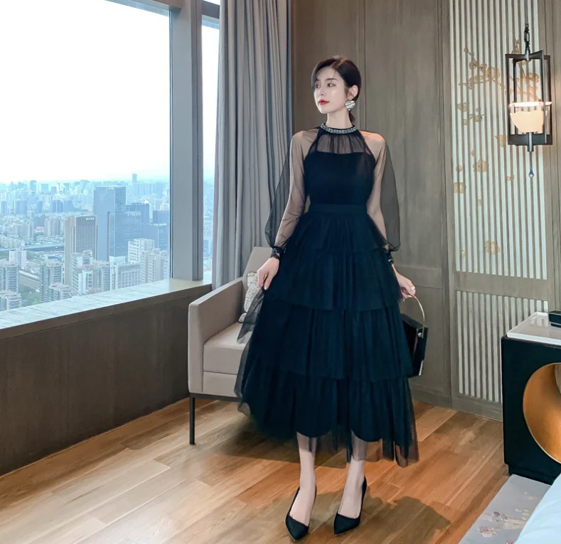 

Dropshipping Women Clothing Dresses Layered Women Elegant Long Casual Dresses