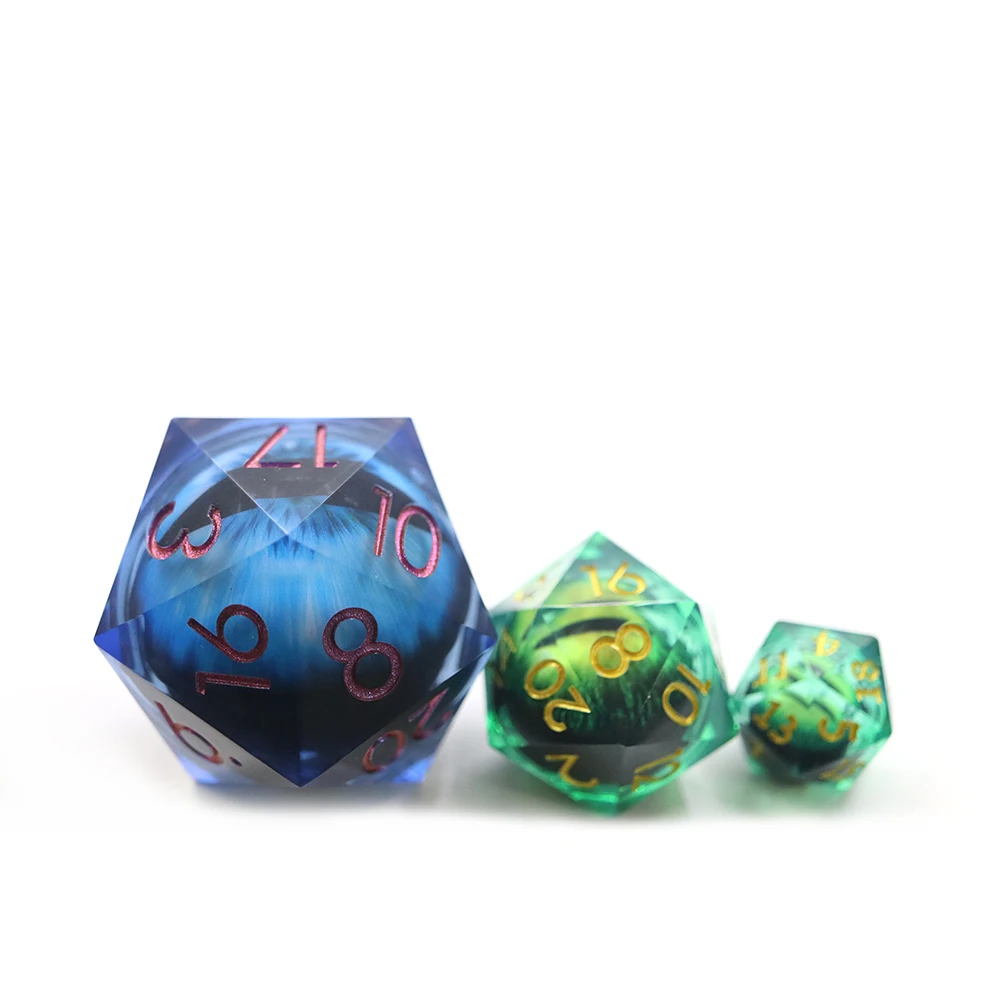 

50Mm Rpg Sharp Edge Blue Single Dice Liquid Inclusion Dragon Eye Inclusion Jumbo Large D20 Sided Dice