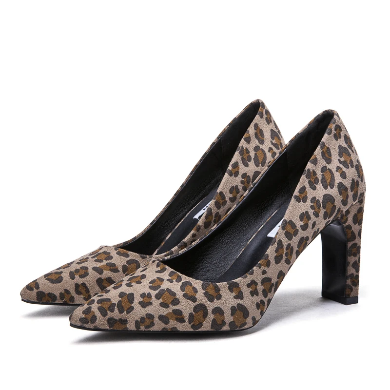 

New Arrival Designer Ladies Slip On Shoes Heel Women High Heels Leopard Shoes