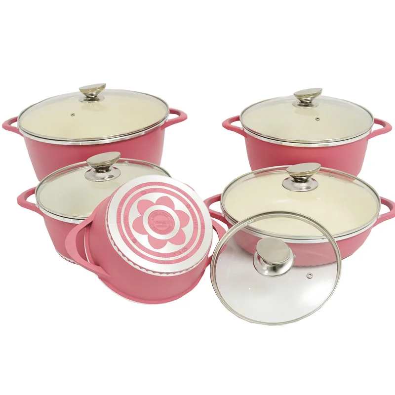 

wholesale 10 pcs Cookware sets cheap aluminum cooking pan and pot sets, Multicolor