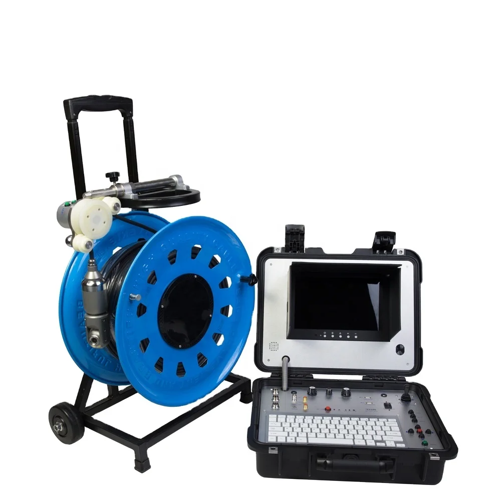 

Vicam 50mm Water Well Camera Pipe Inspection 10 inch AHD Screen Pan-Tilt Borehole Cameras 100m to 200m with meter counter