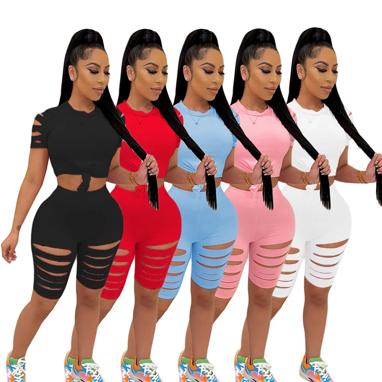 

2021 Women Sets Women's Summer 2 Piece Set Home Wear Sport Plus Size Two Piece Biker Short Sets