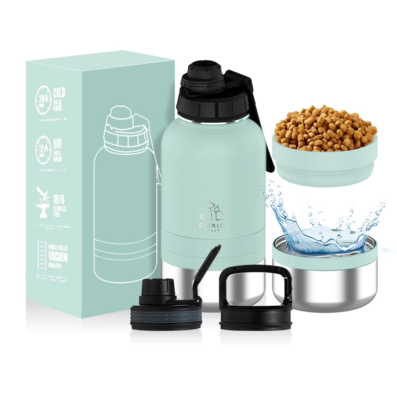 

Outdoor Leak Proof stainless steel Portable Dog Water Bottle Travel With carrier Bag Food Storage Container Feeding bowl