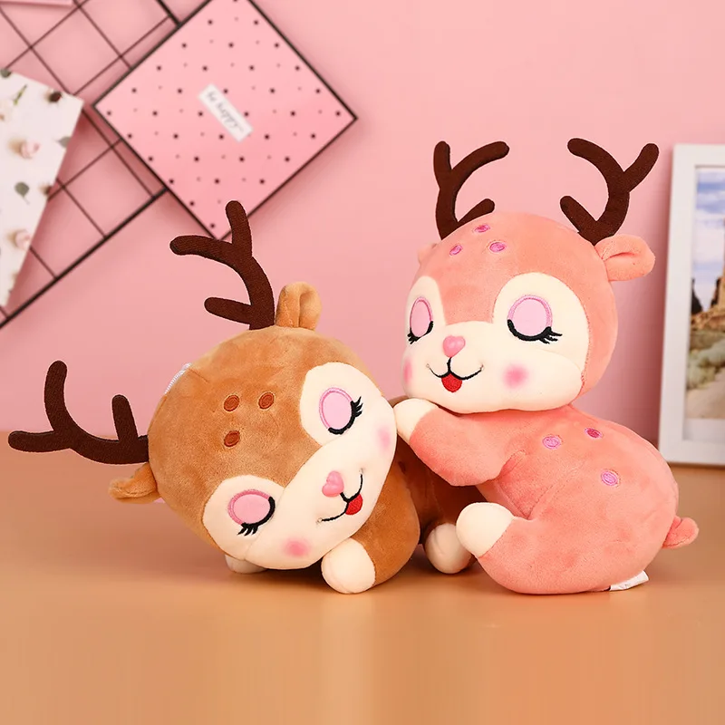 

Free Shipping Christmas deer plush toy gift sika deer down cotton fawn plush pillow, Pink/brown
