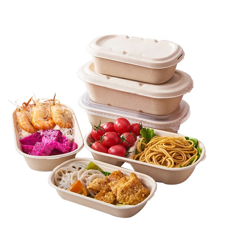 

Manufacturers Sugarcane Packaging Box Food Container Disposable Lunch Box Container, White/ natural color
