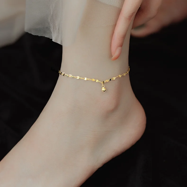 

Silver anklets 925 sterling transfer Bead anklet Simple 2023 New Fashion Light Luxury Round Bead anklets for women