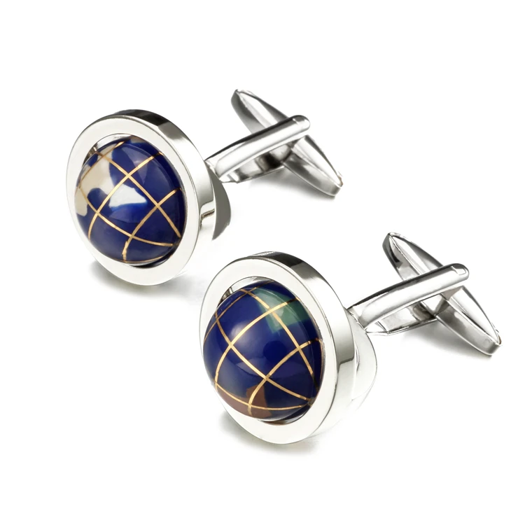 

OB Fashion Novelty Globe Earth Cufflinks For Men High Quality Rotatable Globe Planet Earth World Map Cuff Links Free Shipping, Blue & green in stock