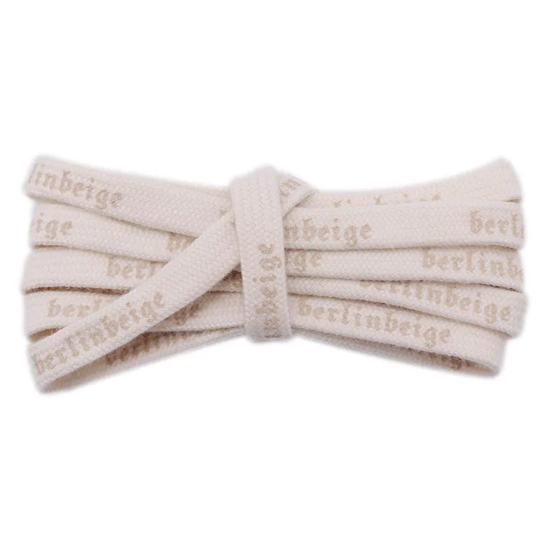 

Weiou Shoe Accessories Classic Design Hot Sale Berlin Beige Alphabet Apricot Brown Flat Polyester-Cotton Printed Shoelaces, Shallow apricot-brown
