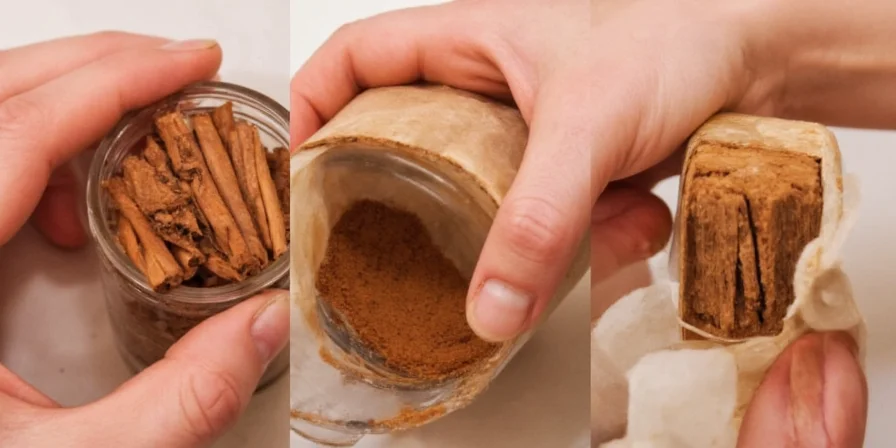 Using a coffee grinder to grind cinnamon sticks