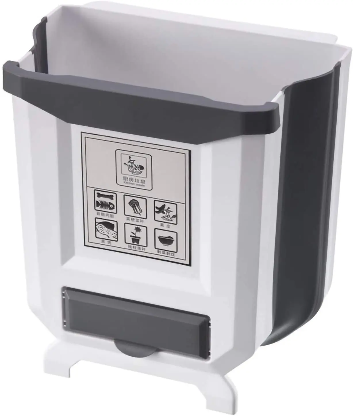 

2020 new product high quality plastic Kitchen Cabinet Door wall mounted hanging foldable waste bin trash can, Grey, yellow