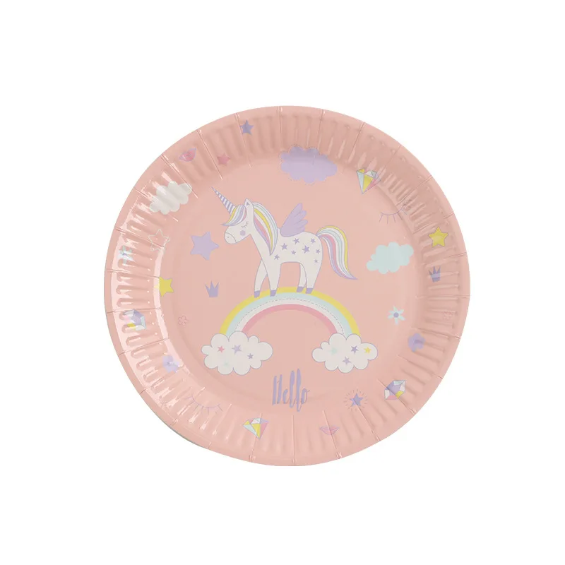 

Customized Disposable Pink Paper Plates for Birthday Party and Table Decoration, Picture