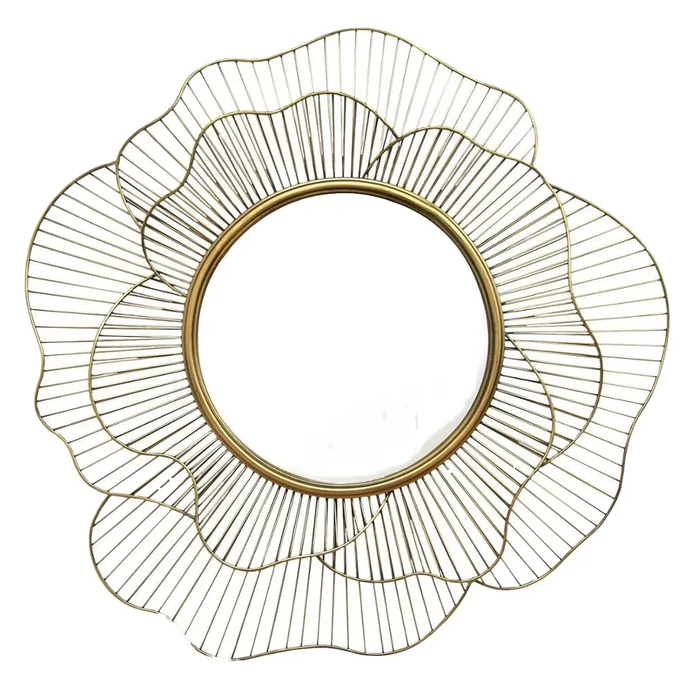 76X72CM  Large Metal Flower Art New Wall Bedroom Makeup Mirrors Bathroom Home Decor Luxury Frame House Hanging Dropshipping DDP