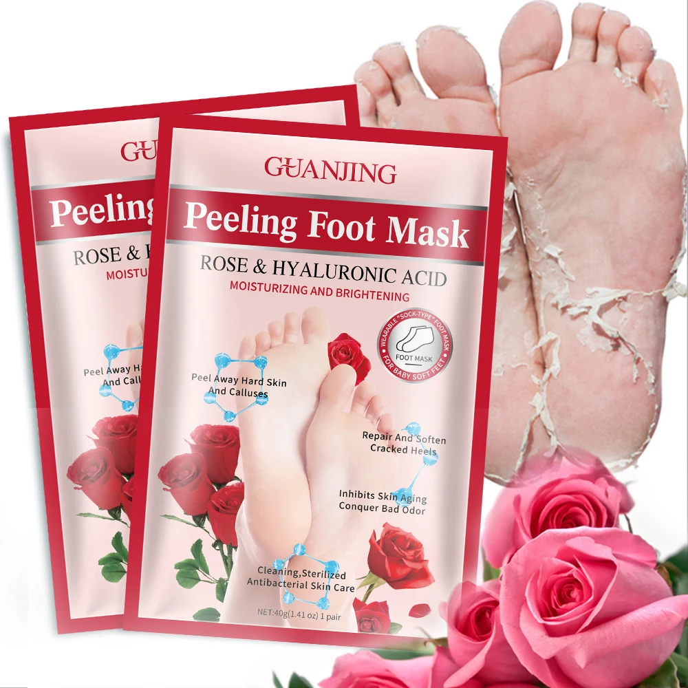 

1 Bag= 2 Pieces Foot Care Exfoliating Remove Dead Skin Heel Repairing Rose Peeling Whitening Foot Mask