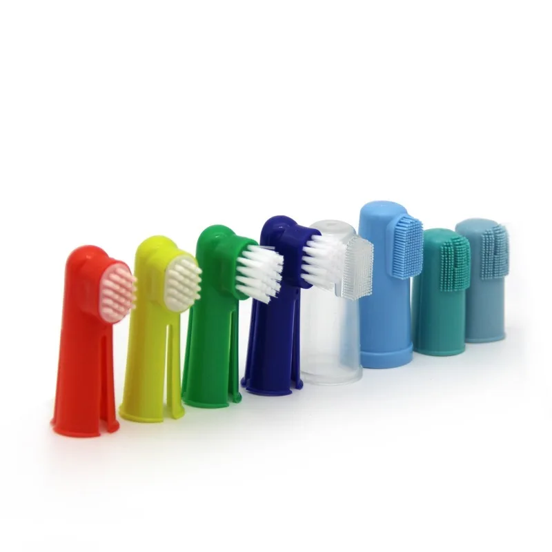 

Hot selling diversification soft pet finger toothbrush addition bad breath cat dog brush teeth, Red green blue