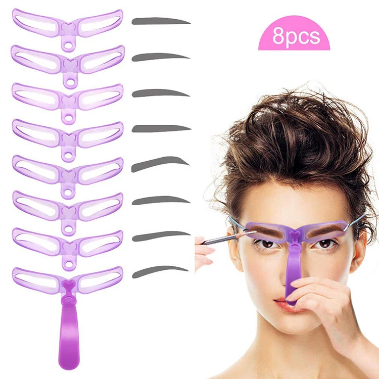 

8 Pcs Different Eyebrow Stencils Eyebrow Assistant Tool, Purple