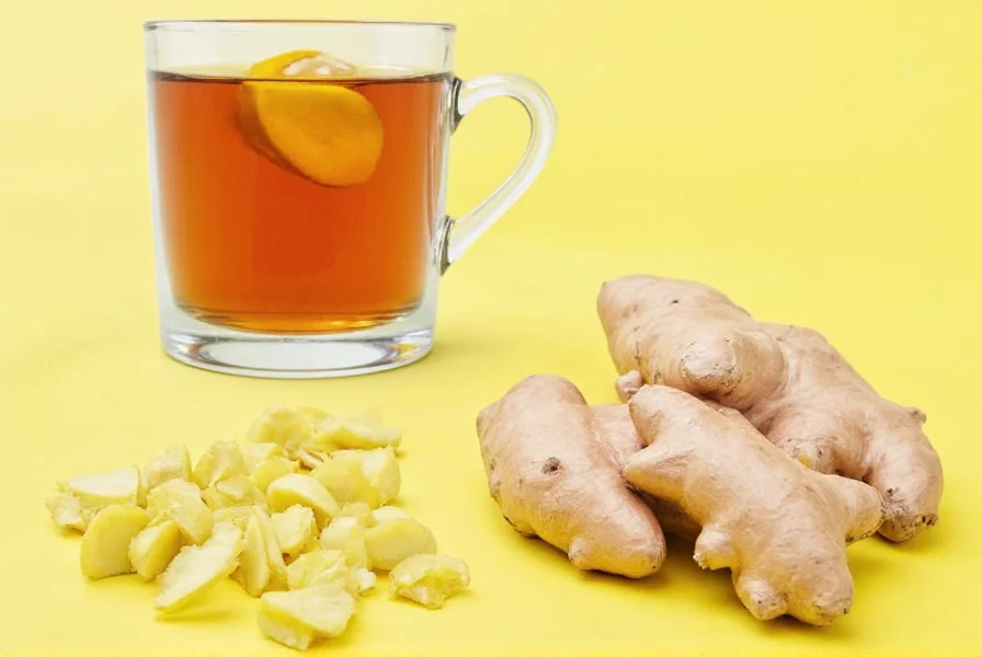Fresh ginger root being grated into a teapot with boiling water