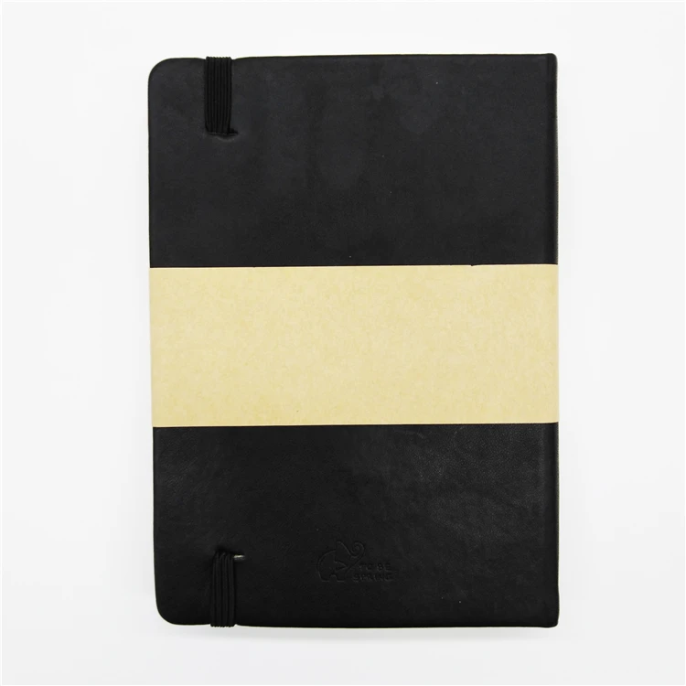 product-Dezheng-A5 A6 Custom Black Hardcover Pu Leather Notebook With Elastic Band-img-1