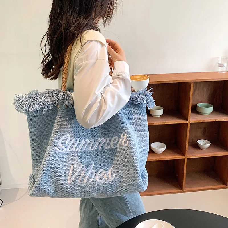 

Luxury brands denim The Tote Bag for women handbags designer canvas shoulder crossbody bags 2022 patchwork shopper purses clutch