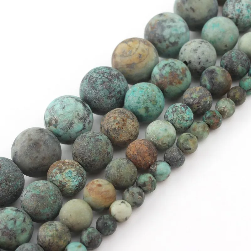 

Fashion 15inches Natural Stone Beads Dull Polish Matte African Turquoises Round Loose Beads for Jewelry Making