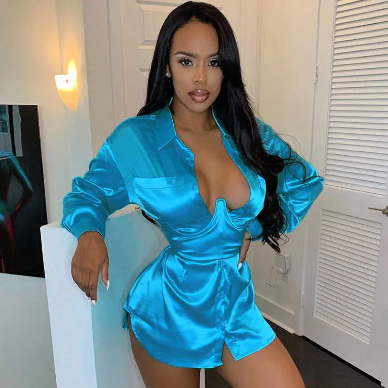 

2020 spring New Arrivals Silk V Neck Ladies' Blouses Office Black Tunic Tops Women Clothing one piece body suit jumpsuit, Pure color