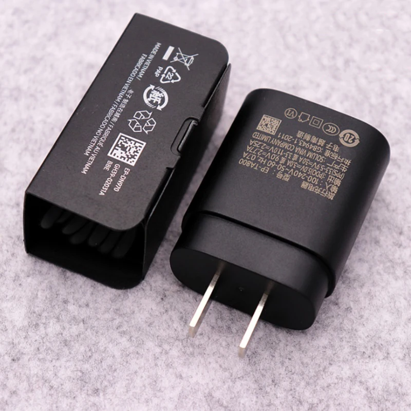

Original For Samsung Charger US EU UK AU Plug Type C Charger 25W Quick Charge Travel Adapter For Samsung Fast Charger, Black white