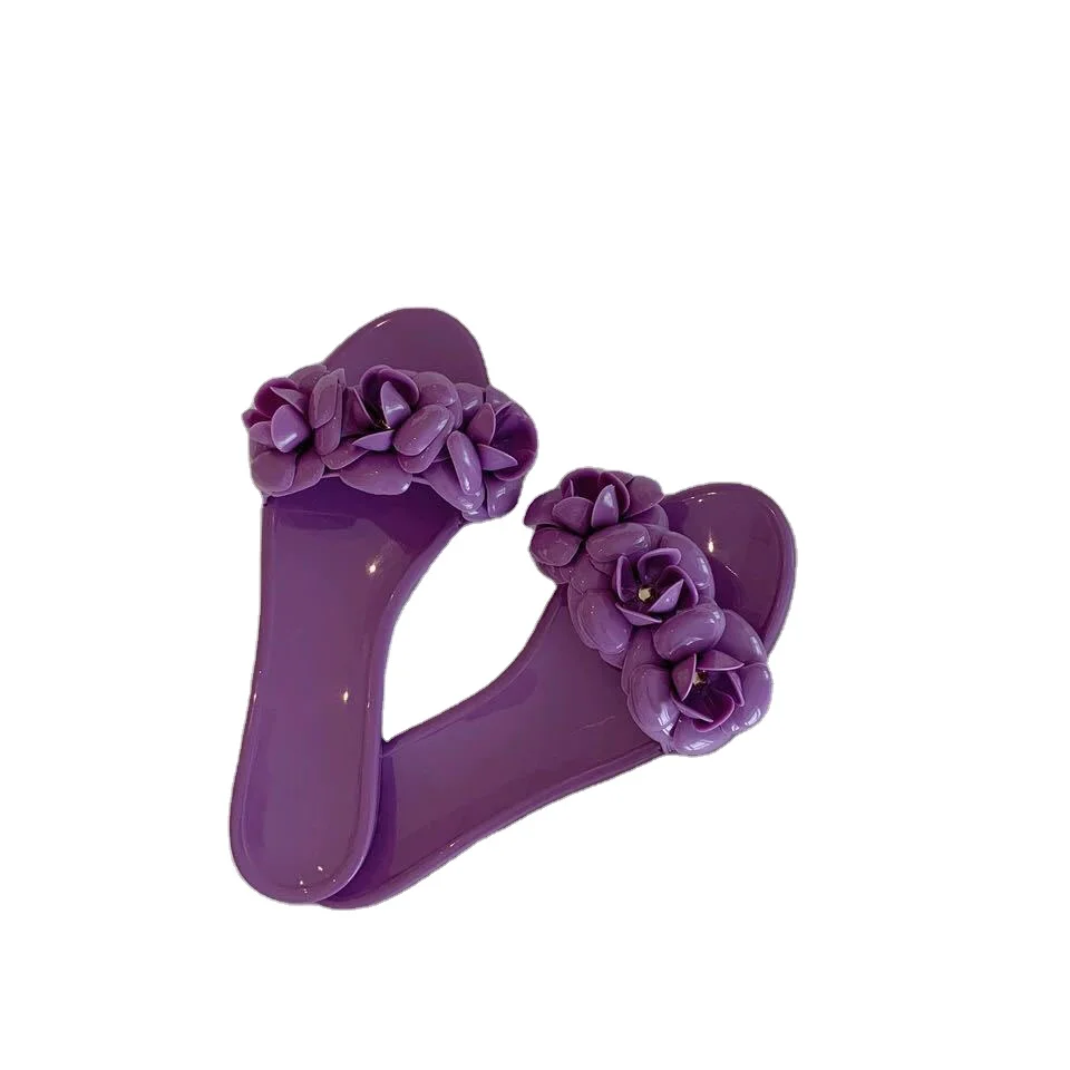 

2021 fashion cotton slippers jelly color flower korean slippers non slip house slippers custom