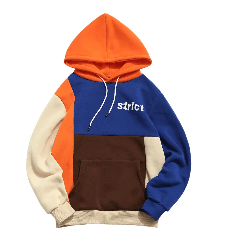 

Color Spliced Letter Printed Hoodies sweatshirts for men