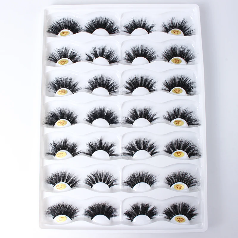 

wholesale 25mm Mink Eyelashes Handmade Lashes 25 mm 3d 5d 100% Real Full Strips Mink Eyelashes, Natural color