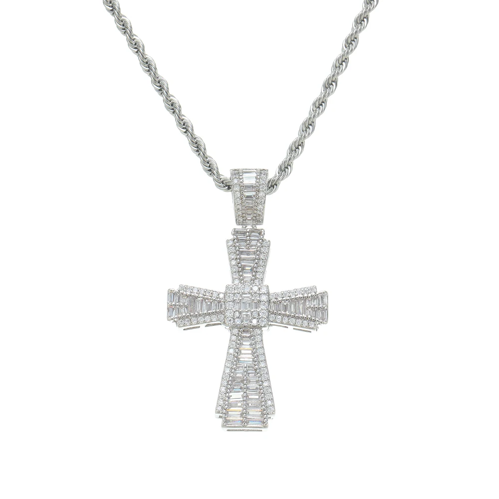 CN449 Brass Cubic Zircon Cross Pendants Necklace for Men and Women Gift