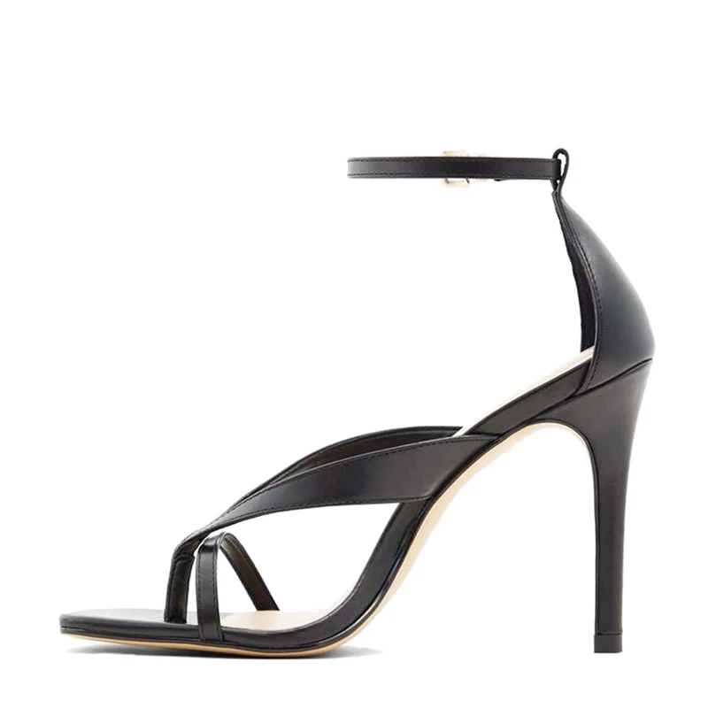 

Women Square Toe High Heel Summer Sandals for Ladies Plus Size Thong Shoes Party Ankle Strap Heels, Black