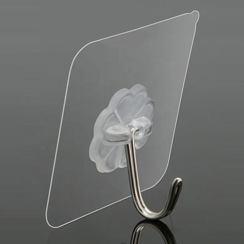 

Wall Hook Wall Mounted Wall Mounted Square Self Adhesive Hook Transparent Hooks & Rails Clothing Plastic Strong Adhesive Stocked