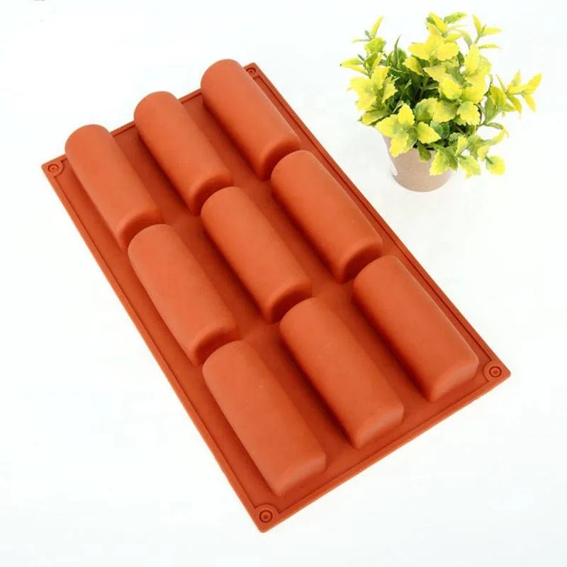 

New 9 Hole DIY Fondant Mousse Cake Silicone Mold Candy Chocolate Gumpaste Moulds Semi-Cylindrical Strip Shape Cake Tray, As shown