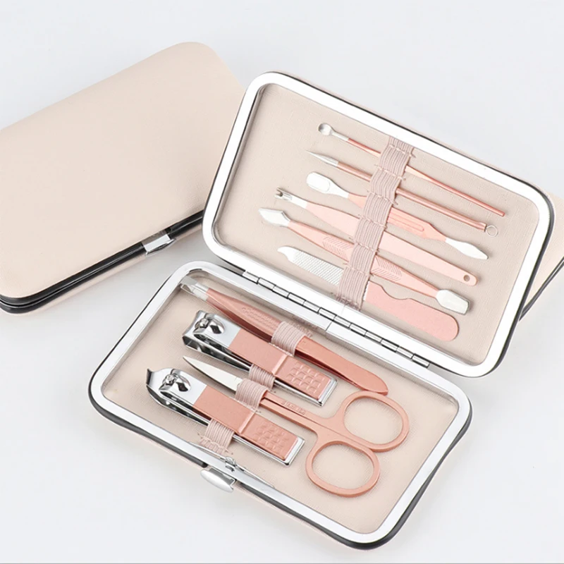 

10 in 1 Professional Stainless Steel cute manicure set tools, Black