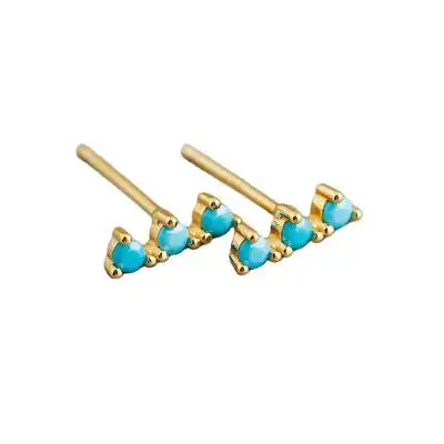 

925 Sterling Silver Stud Earrings Delicate Design Blue Turquoise Stud Earrings For Women Jewelry, As picture