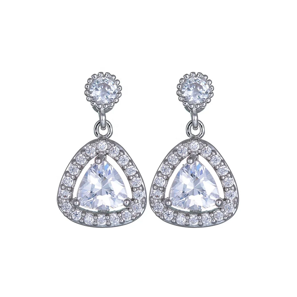 

Luxury Cubic Zircon Crystal Earrings Dangle Bridal Wedding Earrings for Women Gift Brides Classic Jewelry, Picture shows