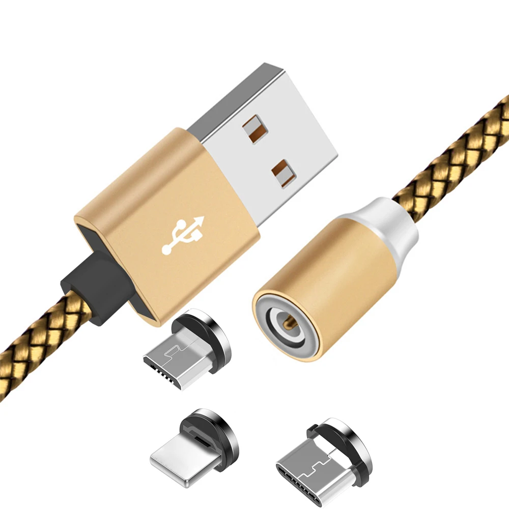 

Wholesale USB Nylon Magnetic Charging Cable for Lightning Micro Type C Fast Magnet Charger Cable, Black/red/gold/silver