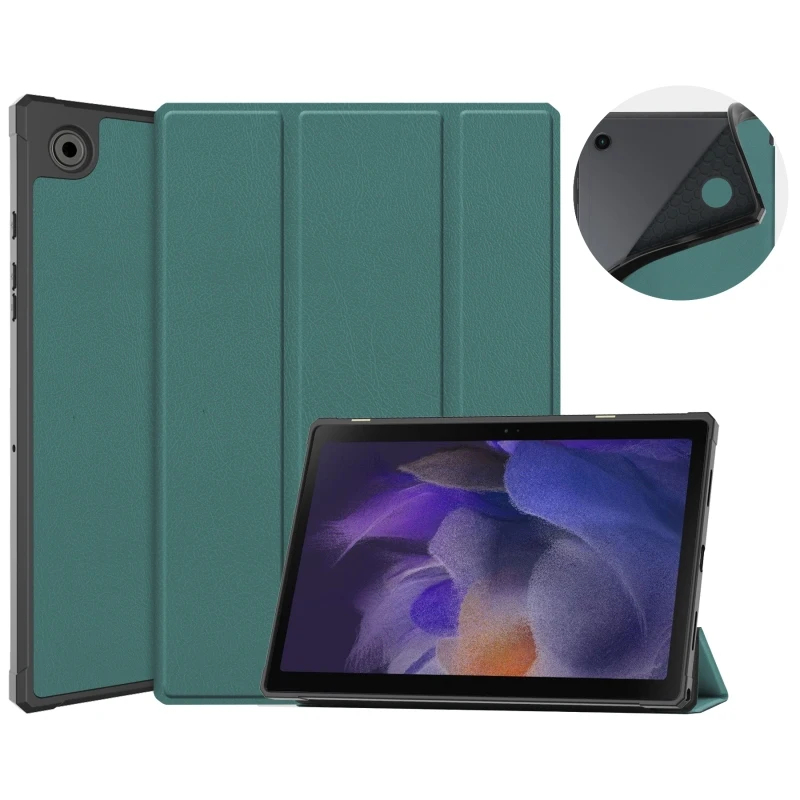 

For Samsung Galaxy Tab A8 2021 SM-X205 3-Fold Holder Leather Tablet Case