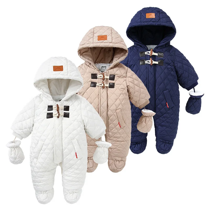

High Quality Baby Clothes Clothing Winter Warm Kids Romper Long Sleeve Snapbutton Hood Baby Rompers