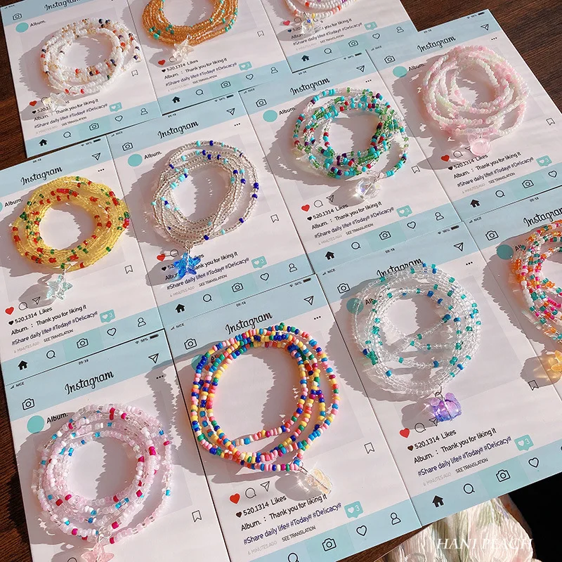 

80cm Length Custom Bohemian Colorful Glass Seed Beads Bracelets For Women Multi Layered Sea Star Pendant Bracelet Jewelry