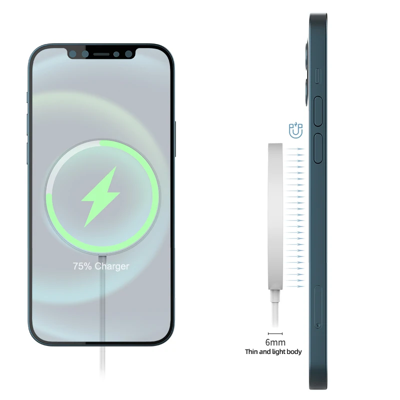 

In Stock US EU UK 15w Magnetic Wireless Charger USB C Type QC Mobile Fast wireless Charging Phone Charger Travel Mini Size