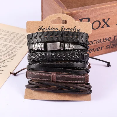 

Women Men Braided Leather Bracelets for Men Women Cuff Wrap Wristbands Wish Card Bracelets Jewelry, As the picture