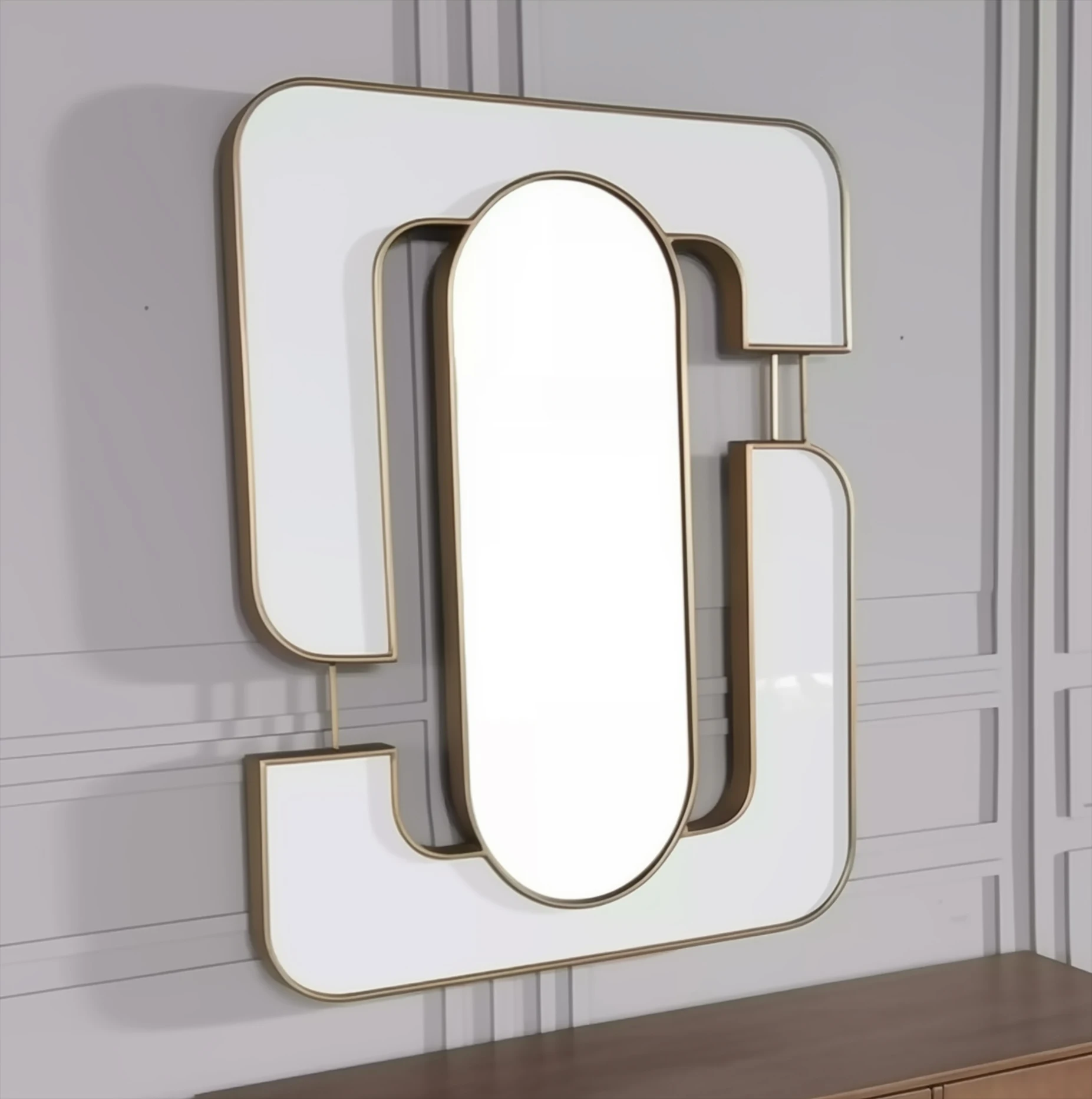 50X60CM Wholesale Mirrored Design Metal Frame Home Acrylic Wall House Art Living Bathroom Decor Hanging Mirror Dropshipping DDP