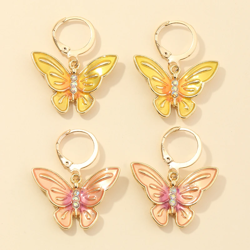

Wholesale Hot Sale Colorful Butterfly Drop Earrings for Girls Women Butterflies Jewelry