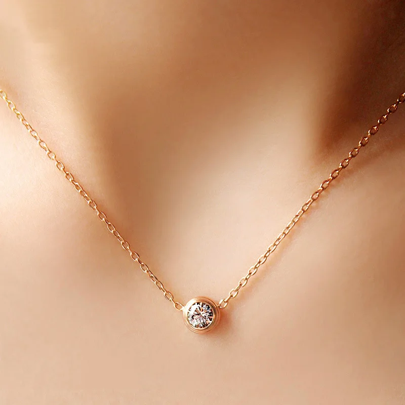 

Dropshipping 14K Gold Necklace Silver Plated Necklace Pendant for Women Engagement Choker Chain Jewelry Zircon Gemstone Stone