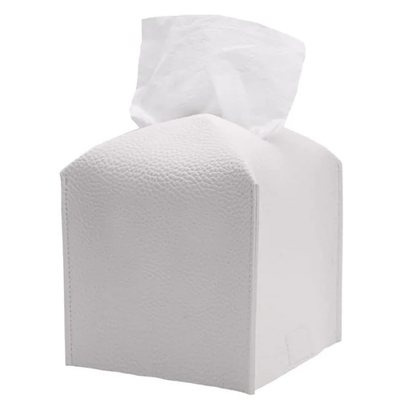 Image of Fashion PU Leather Tissue Box Square Paper Napkin Pouch Case Durable Tissue Holder for Desktop