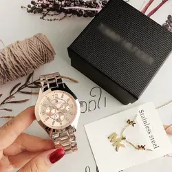Stainless Steel Rose Gold Colorful Dial Women Watc