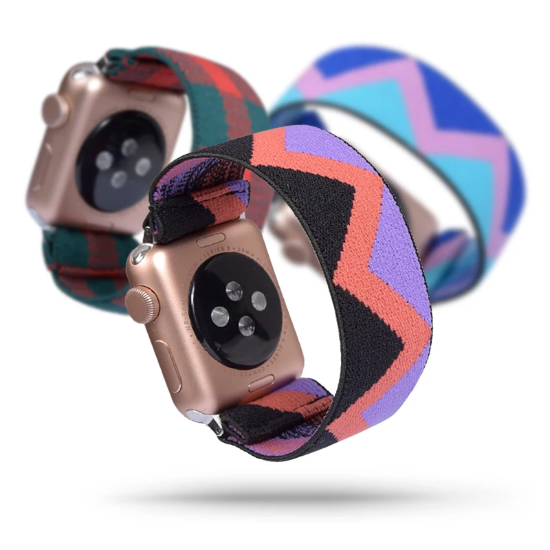 

38mm 40mm 42mm 44mm Woven Nylon Fabric Smart Watch Strap Band For Apple Watch Elastic Band