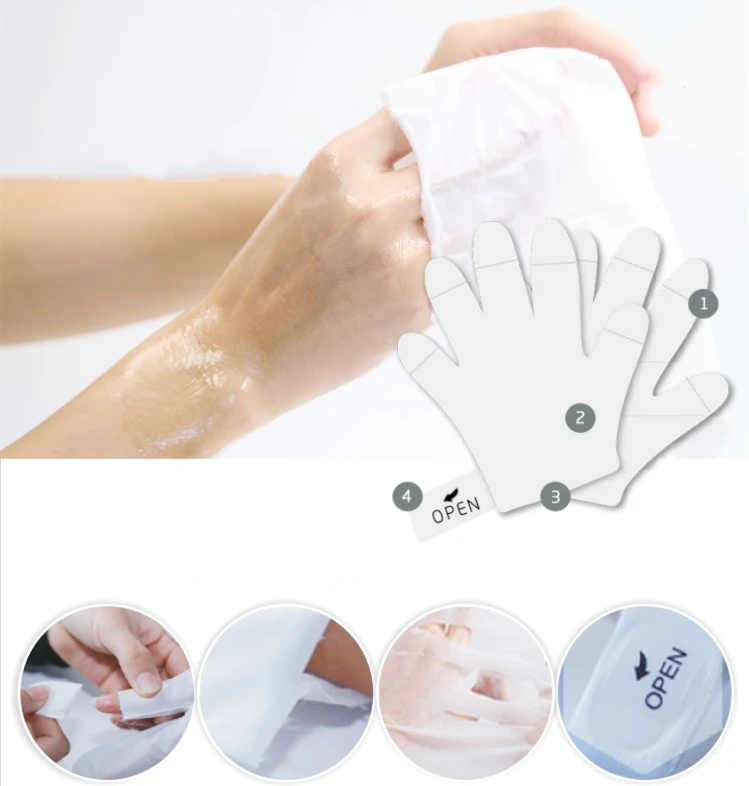 

Amazon Hot Selling Hand Mask Nail Mask Gloves, Milk white