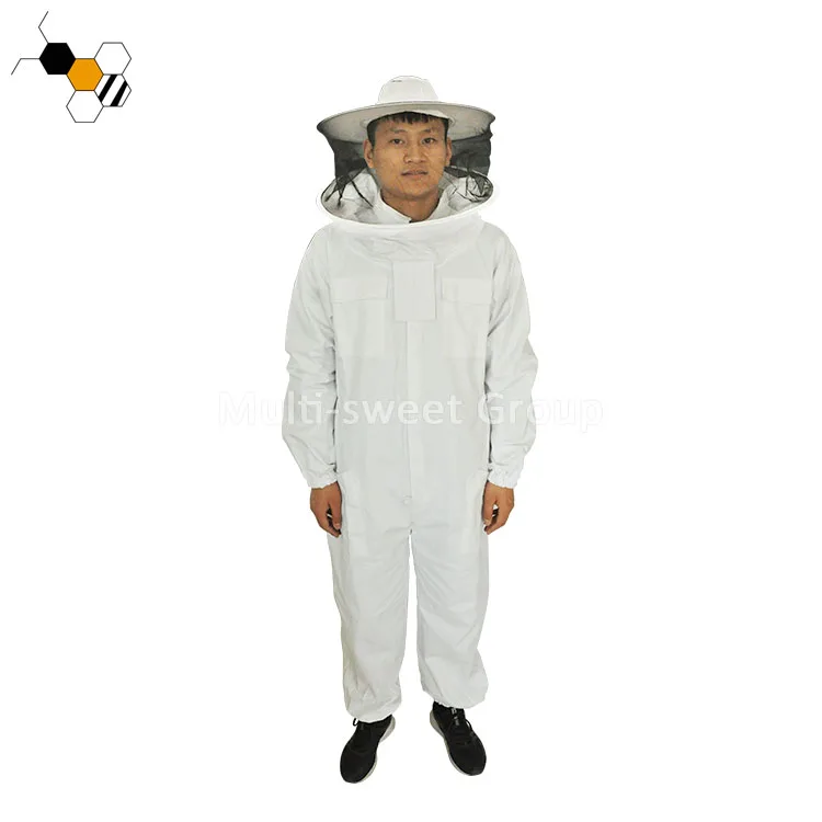 3 Capas, Unisex, Tela Blanca, Malla, para Apicultura, protección de Velo Redondo Bee Jacket diseño de Abejas Chaqueta de Seguridad 
